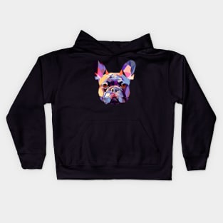 Geometric French Bulldog No. 2: Dark (on a no fill background) Kids Hoodie